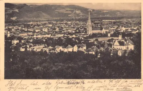 L049 Österreich 1941 Linz am Donnau Feldpost WWII Panoramablick Vintage Postkarte