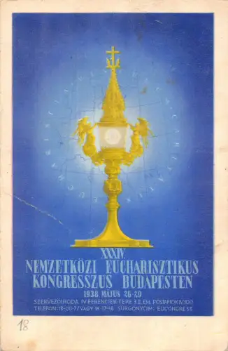 Ungarn 1937 Int Eucharistischer Kongress in Budapest Werbepostkarte B871