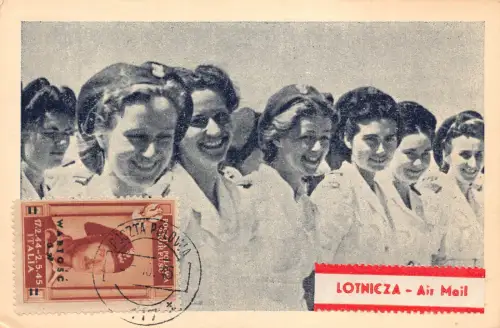 Polen 1945 Gruppe Militär Gesundheitsdienst Schwesternkorps 2. Weltkrieg Postkarte B871