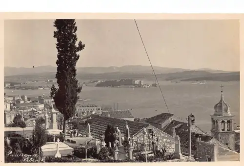 Kroatien Sibenik Panorama vom Friedhof St. Ana RPPC Vintage Postkarte B871