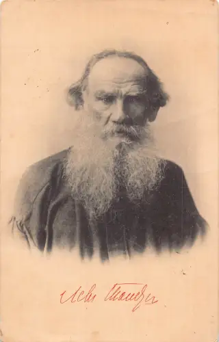 Russland Berühmter Schriftsteller Leo Tolstoi Lew Tolstoi gedruckte Unterschrift Postkarte B872