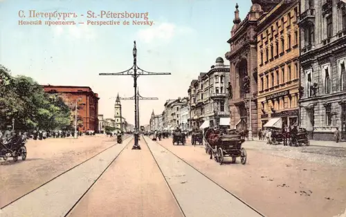 Russland 1914 St. Petersburg Perspektive Newski Prospekt Postkarte B872