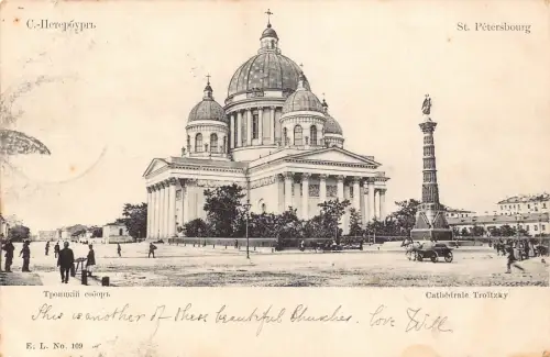 Russland 1904 Trotzki Kathedrale St. Petersburg Vintage Postkarte B872