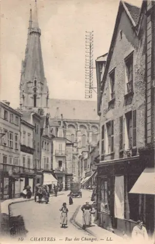 A192 Frankreich Chartres Rue des Changes Street Vintage Postkarte