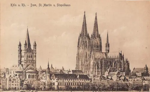 L121 Deutschland Köln Köln am Rhein Kirche St Martin Stapelhaus Vintage Postkarte