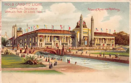 L292 US Missouri HTL St. Louis Worlds Fair Palace Mines Metal1904 Litho Postkarte