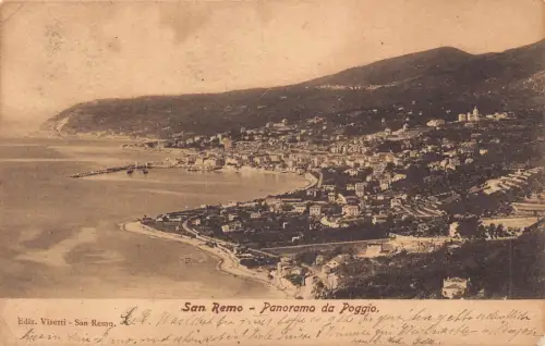 L416 Italien San Remo 1907 Panorama da Poggio Vintage Postkarte