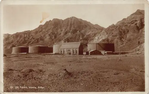 Jemen Aden Öltanks Maala RPPC Vintage Postkarte