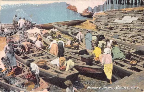 Guyana Georgetown Market Boats Vintage Postkarte