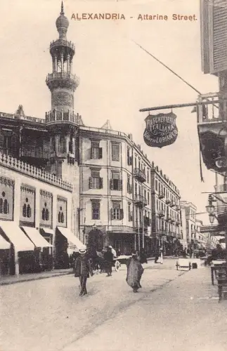 Ägypten Alexandria Attarine Straße Piaketteria Italiana Vittorio Schild Postkarte
