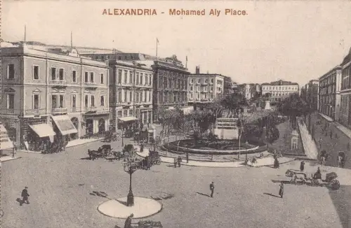 Ägypten Alexandria Mohamed Aly Place Square Carriages Vintage Postkarte