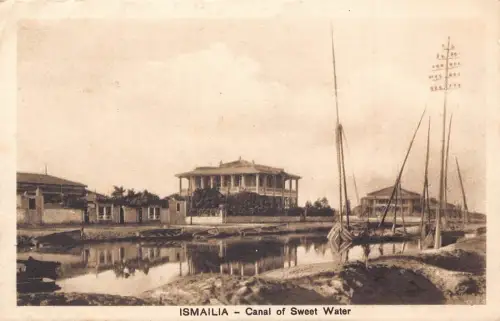 Ägypten Ismailia Kanal des Süßwassers Vintage Postkarte