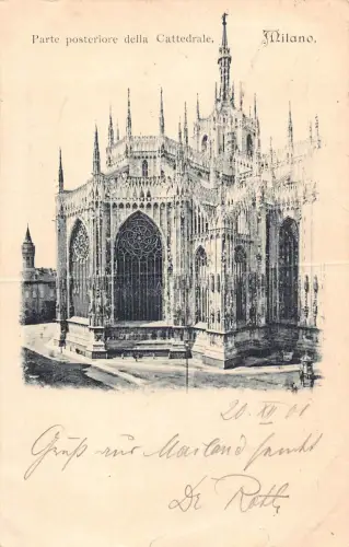 A196 Italien 1901 Mailand Milano Rückseite des Doms Vintage Postkarte