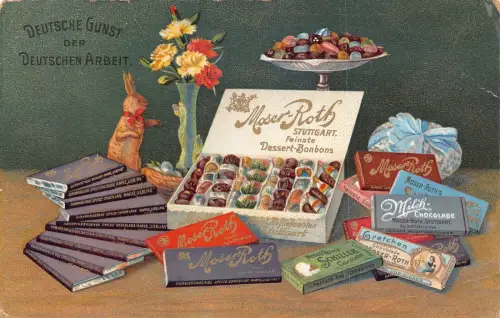 L416 Deutsche Firma Moser Roth Stuttgart Bonbons Schokolade Werbepostkarte