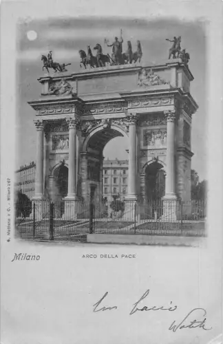 A196 Italien 1899 Mailand Milano Arco della Pace Bogen Mondschein Vintage Postkarte