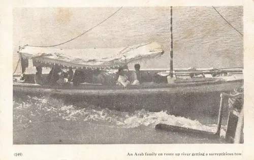 Indien Arabische Familie auf dem Weg den Fluss hinauf mit einer heimlichen Schlepp-Vintage-Postkarte