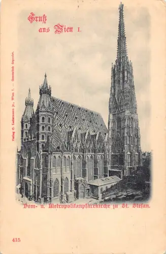 A197 Österreich Gruss aus Wien Wiener Dom St Stephan Kirche Vintage Postkarte