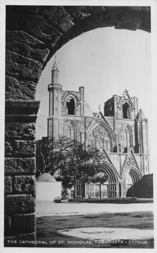 Zypern 1952 Kathedrale St. Nikolaus Famagusta RPPC Vintage Postkarte