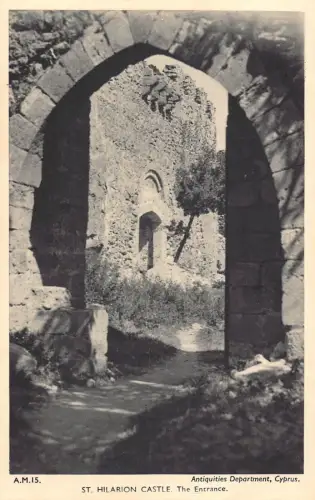 Zypern St Hilarion Castle the Entrance Vintage Postkarte