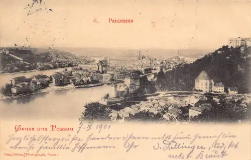 A200 Deutschland 1901 Gruss aus Passau Panorama Vintage Postkarte
