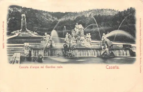A200 Italien Caserta Cascata d'acqua nel Giardino reale Brunnen Vintage Postkarte