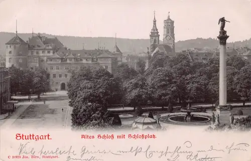 A200 Deutschland 1902 Stuttgart Altes Schloss Schlossplatz Vintage Postkarte