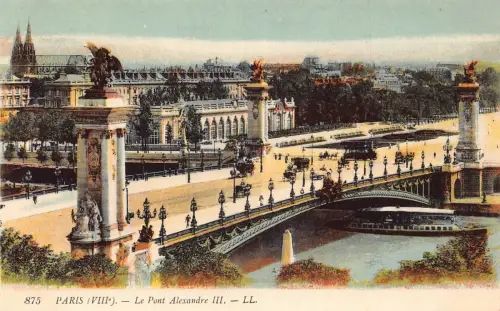Frankreich Paris Le Pont Alexandre III Brücke Vintage Postkarte