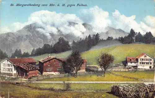 A202 Schweiz St Margarethenberg gegen Falknis Berg Vintage Postkarte