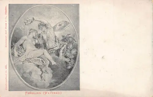 A218 Detail aus Antoine Watteau - Frühlingsengel Blumenkrone Fantasy Postkarte