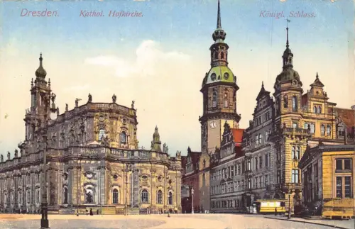 A027 Deutschland Dresden Katholische Kirche, Schloss Vintage Postkarte