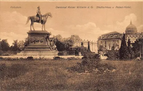 A028 Deutschland Potsdam Wilhelm Denkmal Stadtschloss Palast Hotel Vintage Postkarte