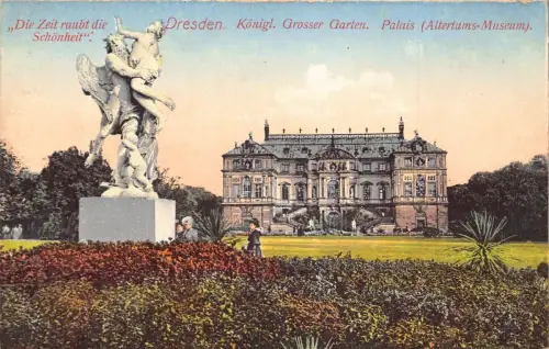 A027 Deutschland Dresden Königl Großer Garten Schloss Museum Statue Postkarte