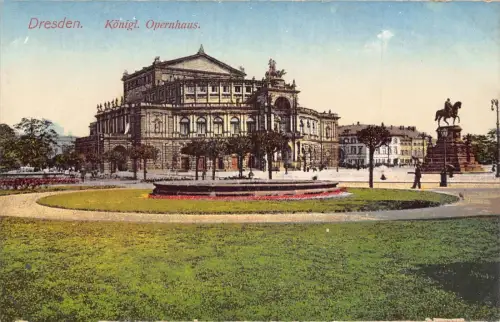 A027 Deutschland Dresden Königl Opernhaus Garten Statue Postkarte