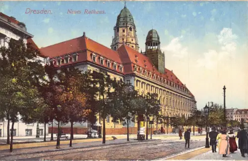 A027 Deutschland Dresden Neues Rathaus Vintage Postkarte
