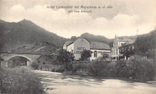 A109 Deutschland Hotel Lochmühle beim Mayschloss und Ahrbrücke Schrock Postkarte