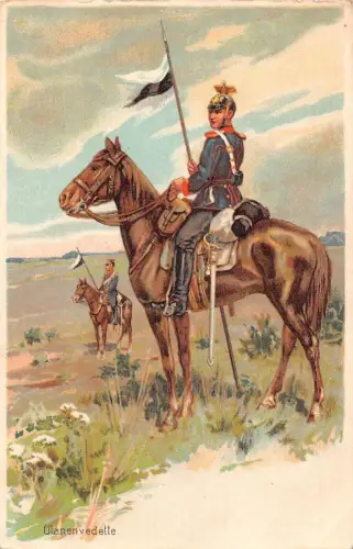 A112 Künstlerkarte Ulan Soldat auf Pferdespeer Ulanvedette Vintage Postkarte