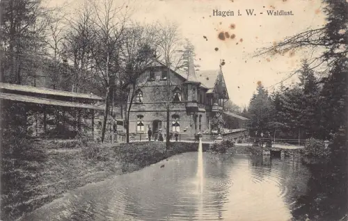 A107 Deutschland 1910 Hagen i W Waldlustbrunnen Vintage Postkarte
