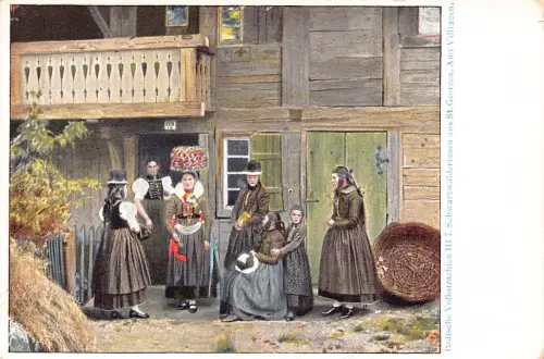 A203 Deutschland Baden Trachten Schwarzwald St Georgen Postkarte