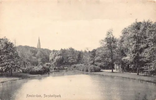 A204 Niederlande Amsterdam Sarphatipark Park River Vintage Postkarte
