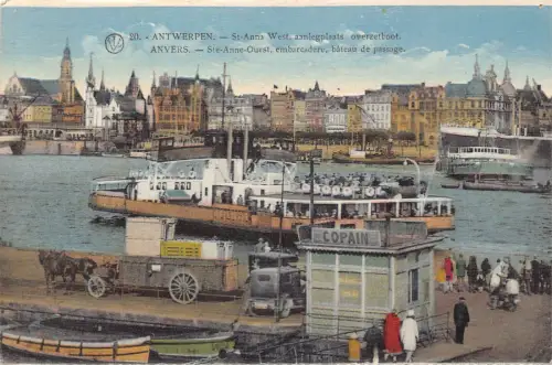 A205 Belgien Anvers Antwerpen Hafen St Anna West Dampfschiff Einschiffung Postkarte