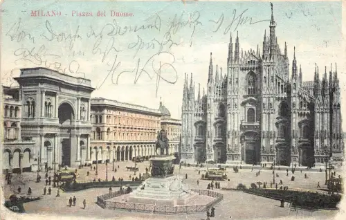 A114 Italien 1904 Mailand Milano Piazza del Duomo Kathedrale Vintage Postkarte