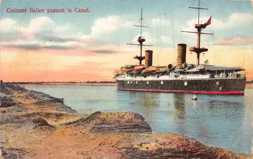A834 Ägypten Cuirasse Italien Passant le Canal Steamboat Vintage Postkarte
