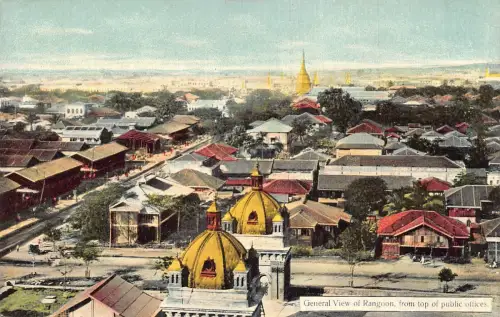 L227 Burma Myanmar Rangun Gesamtansicht Vintage Postkarte