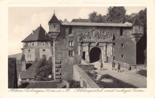 A209 Deutschland Burg Hohen Tübingen Eingangsturm Vintage Postkarte