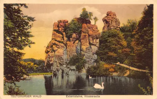 A209 Deutschland 1932 Teutonburger Wald Klippen Schwänesee Vintage Postkarte