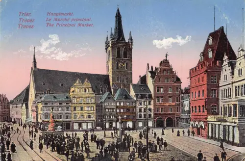 A209 Deutschland Trier Der Hauptmarkt Vintage Postkarte