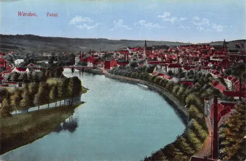 A209 Deutschland Werden Gesamtansicht Vintage Postkarte