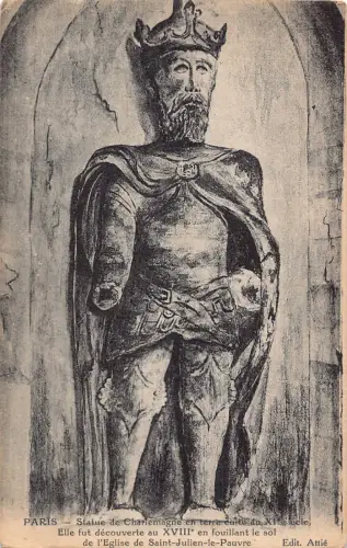 A839 Frankreich Paris Statue du Charlemagne Vintage Postkarte