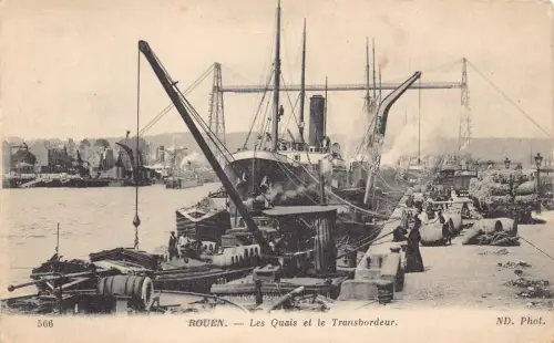 L367 Frankreich Rouen Les Quais et le Transbordeur Dampfschiff Vintage Postkarte