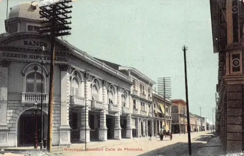 Ecuador Guayaquil Calle de Pichincha Bank Vintage Postkarte